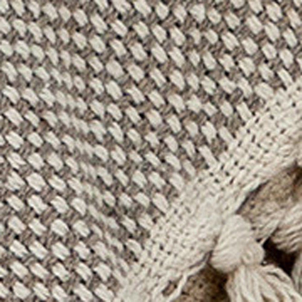 Beige Woven Wool Solid Color Reversable Throw — view 6