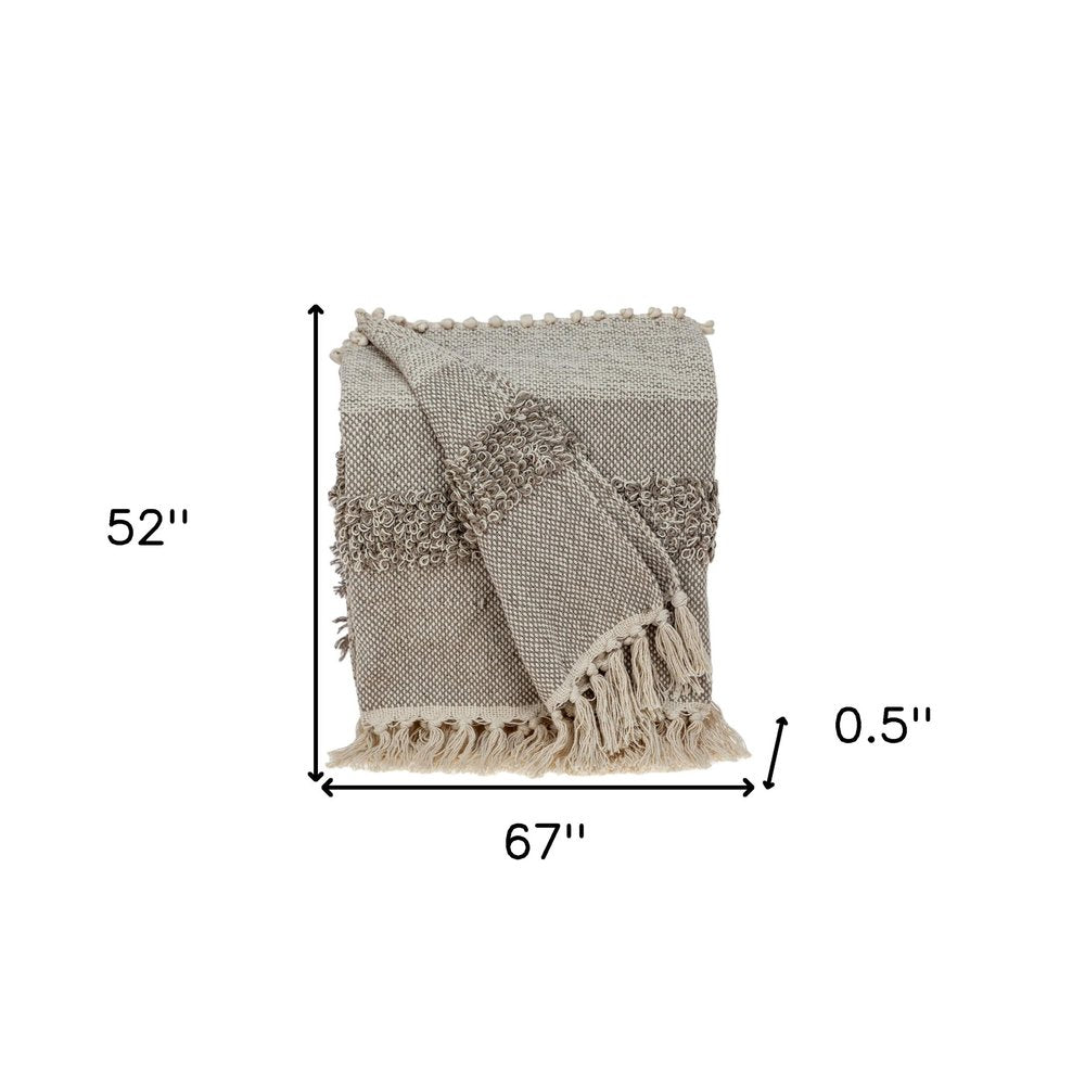 Beige Woven Wool Solid Color Reversable Throw — view 7