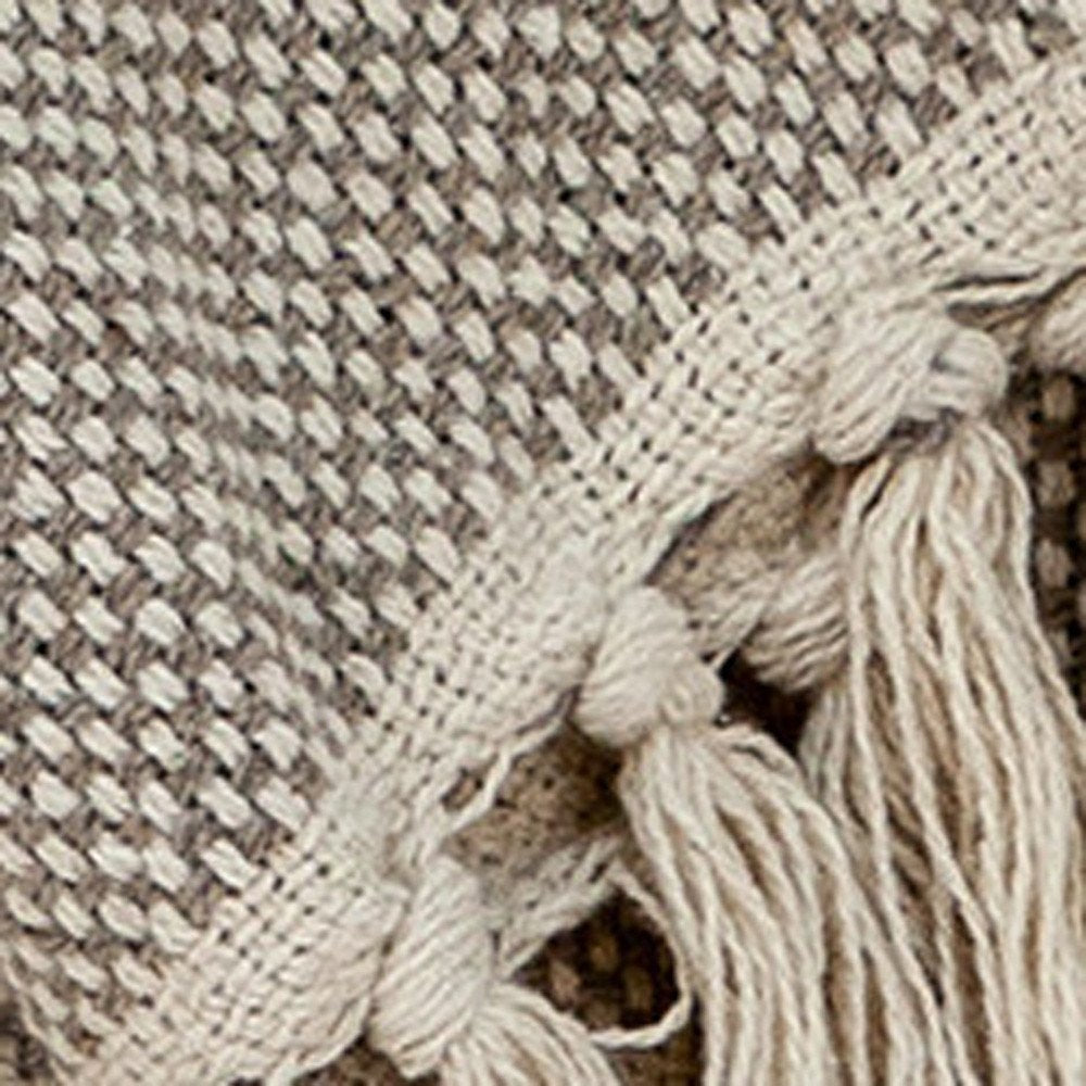 Beige Woven Wool Solid Color Reversable Throw — view 3