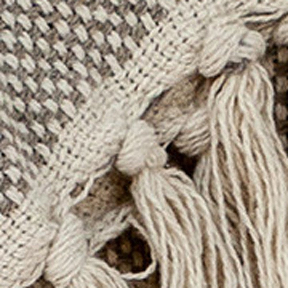 Beige Woven Wool Solid Color Reversable Throw HomeRoots