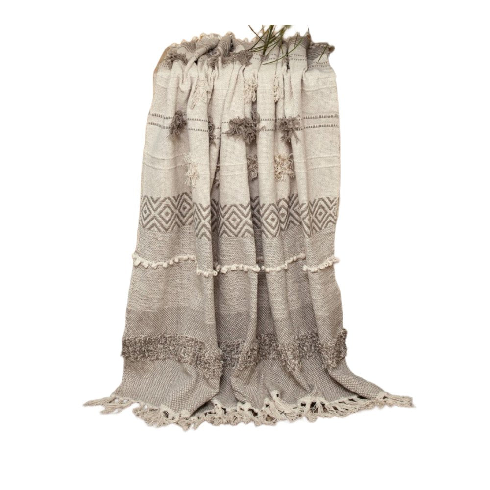 Beige Woven Wool Solid Color Reversable Throw HomeRoots