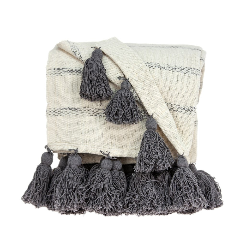 Off White Woven Cotton Solid Color Reversable Throw HomeRoots