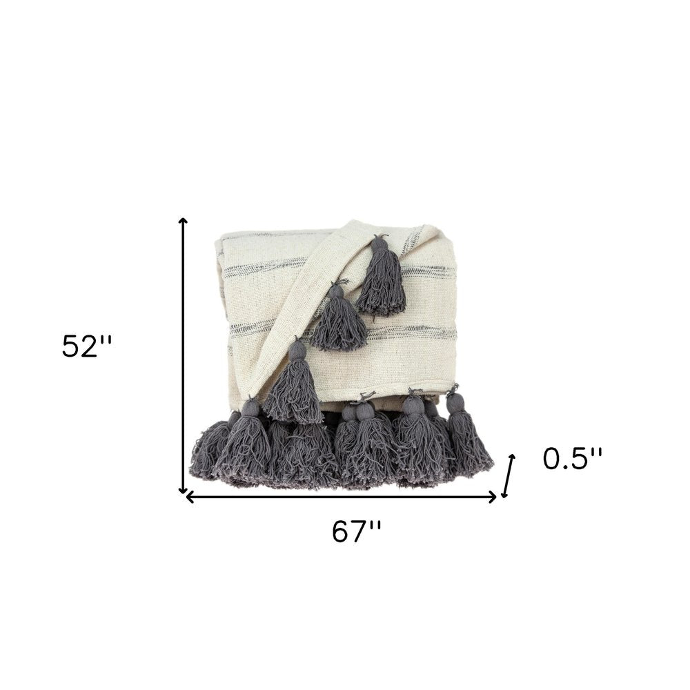 Off White Woven Cotton Solid Color Reversable Throw HomeRoots