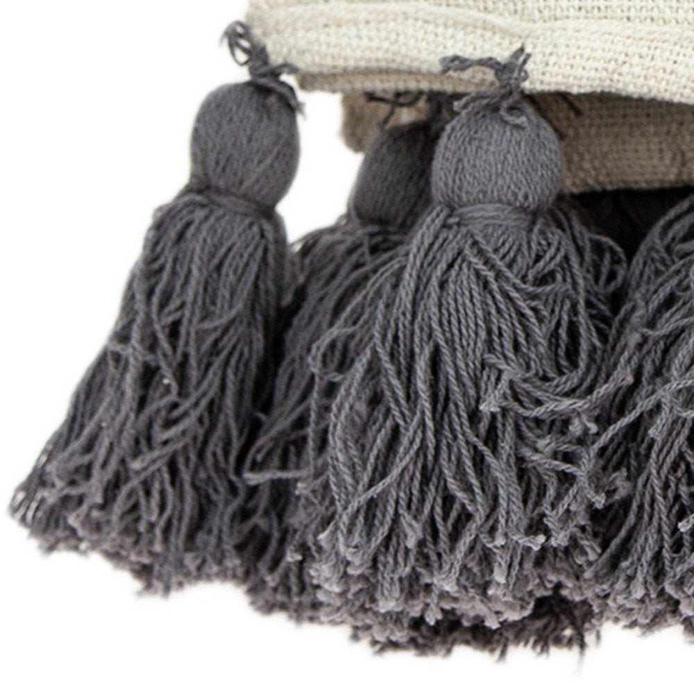 Off White Woven Cotton Solid Color Reversable Throw HomeRoots