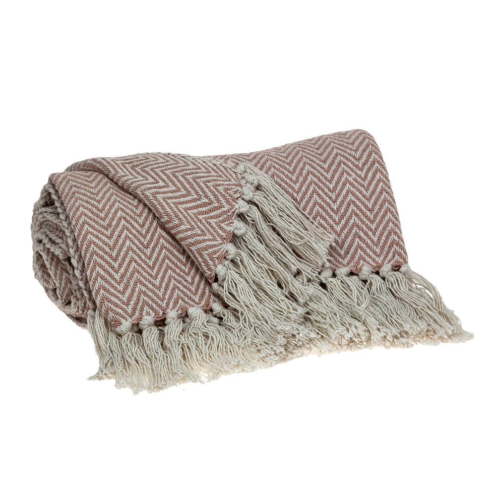 Pink Woven Cotton Solid Color Reversable Throw HomeRoots