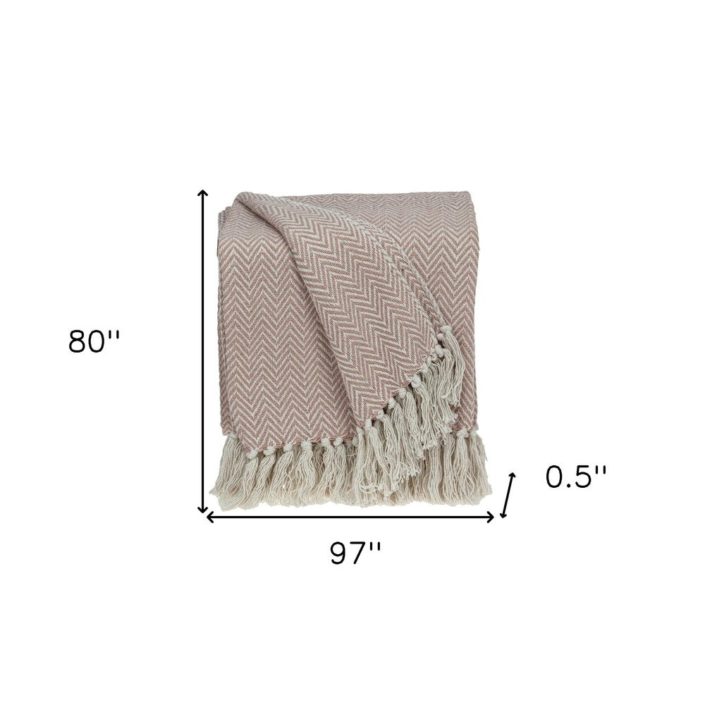 Pink Woven Cotton Solid Color Reversable Throw HomeRoots