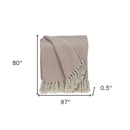 Pink Woven Cotton Solid Color Reversable Throw HomeRoots