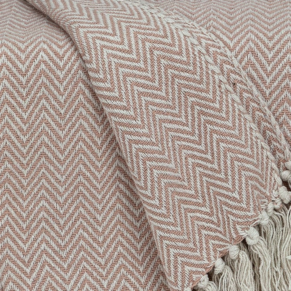 Pink Woven Cotton Solid Color Reversable Throw HomeRoots