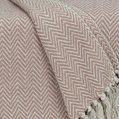 Pink Woven Cotton Solid Color Reversable Throw HomeRoots
