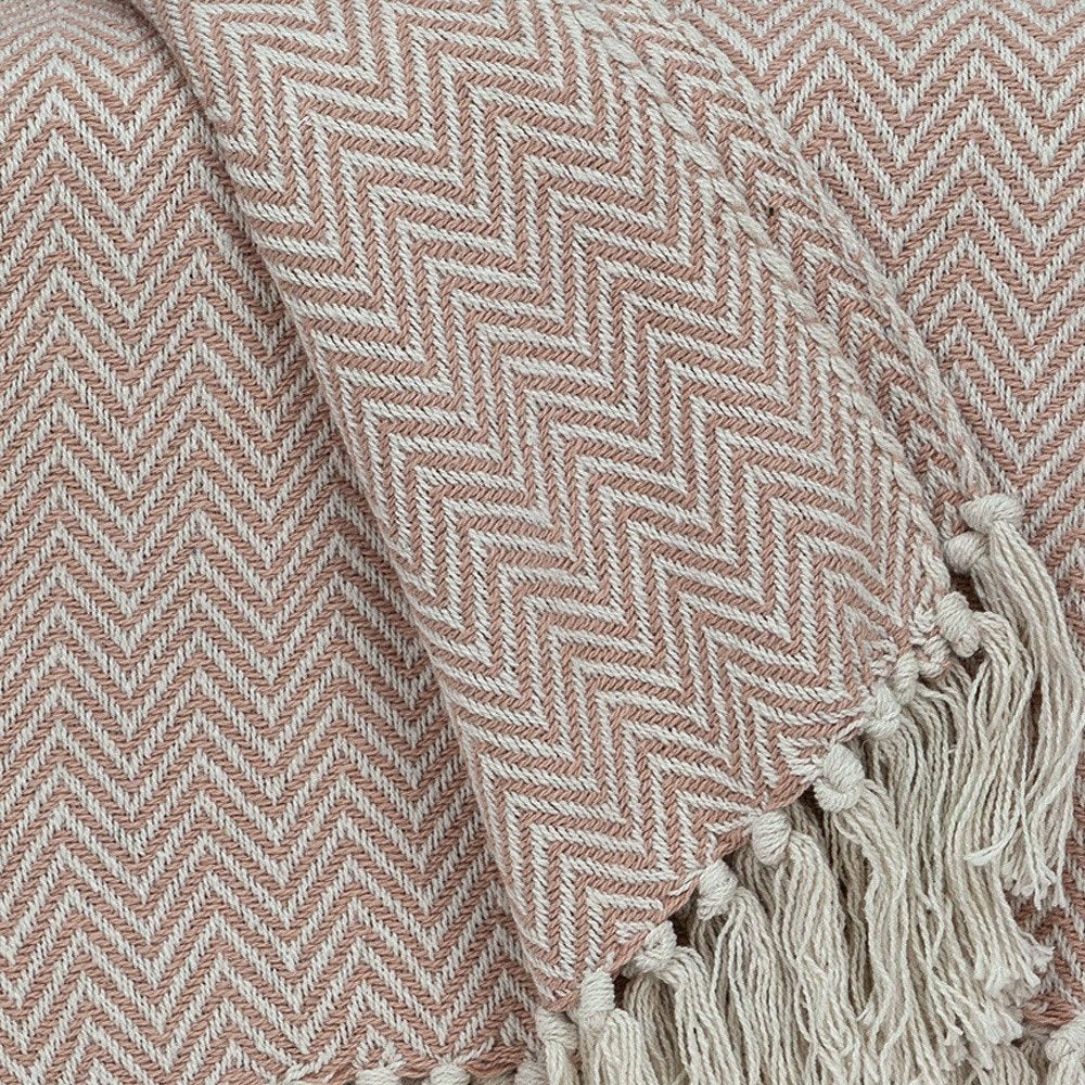 Pink Woven Cotton Solid Color Reversable Throw HomeRoots