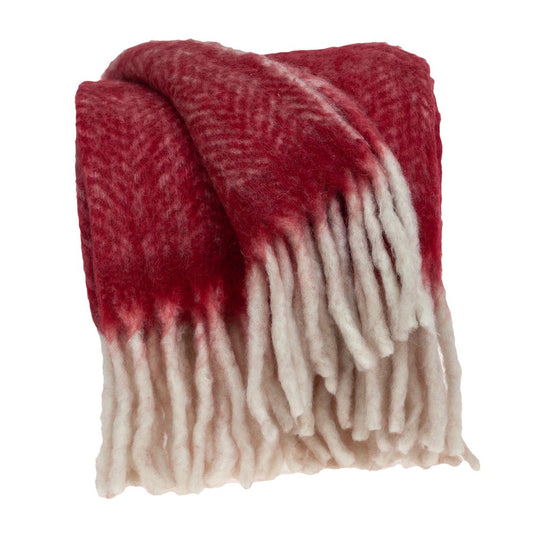 Red Woven Acrylic Solid Color Reversable Throw HomeRoots