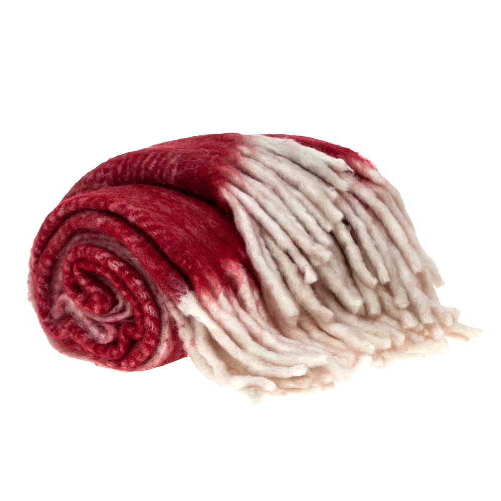Red Woven Acrylic Solid Color Reversable Throw HomeRoots