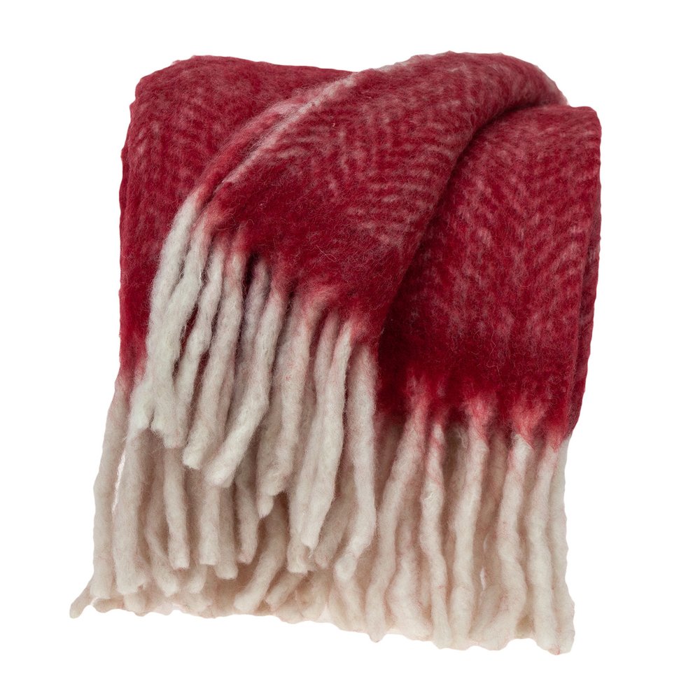 Red Woven Acrylic Solid Color Reversable Throw HomeRoots