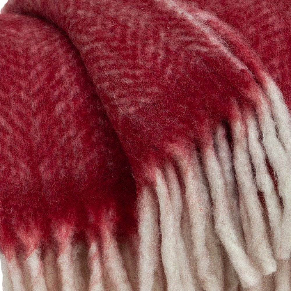 Red Woven Acrylic Solid Color Reversable Throw — view 5