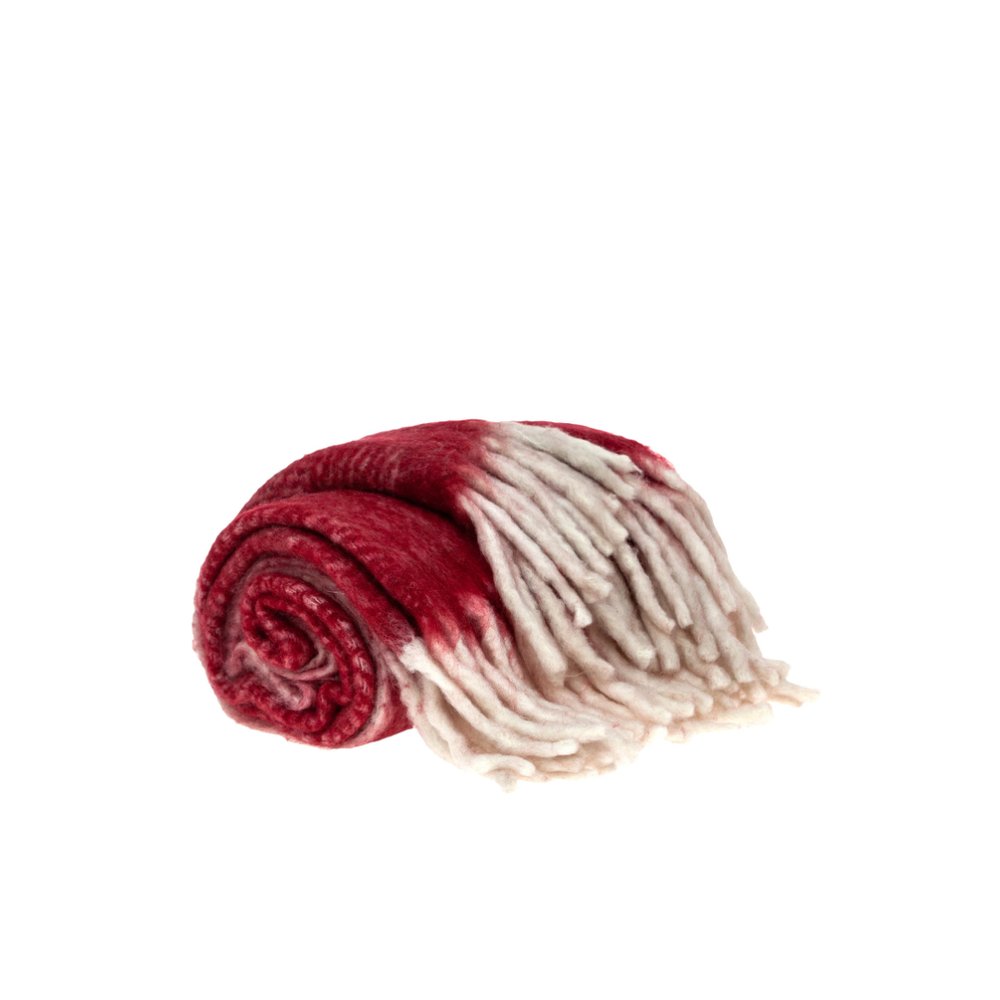 Red Woven Acrylic Solid Color Reversable Throw — view 6