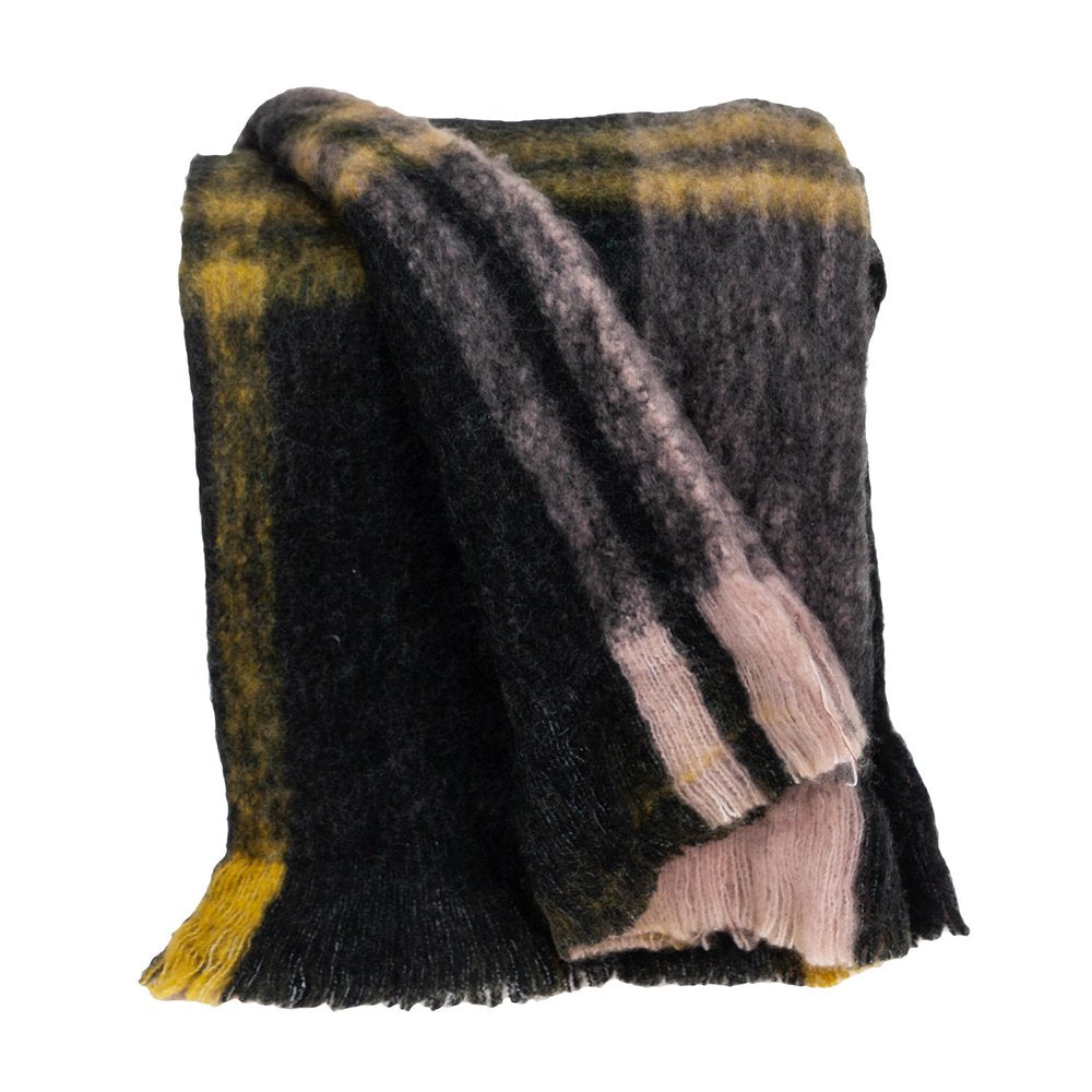 52" X 67" Yellow and Black Woven Acrylic Throw Blanket HomeRoots