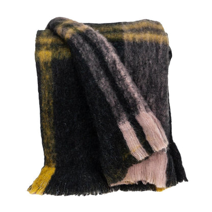 52" X 67" Yellow and Black Woven Acrylic Throw Blanket HomeRoots