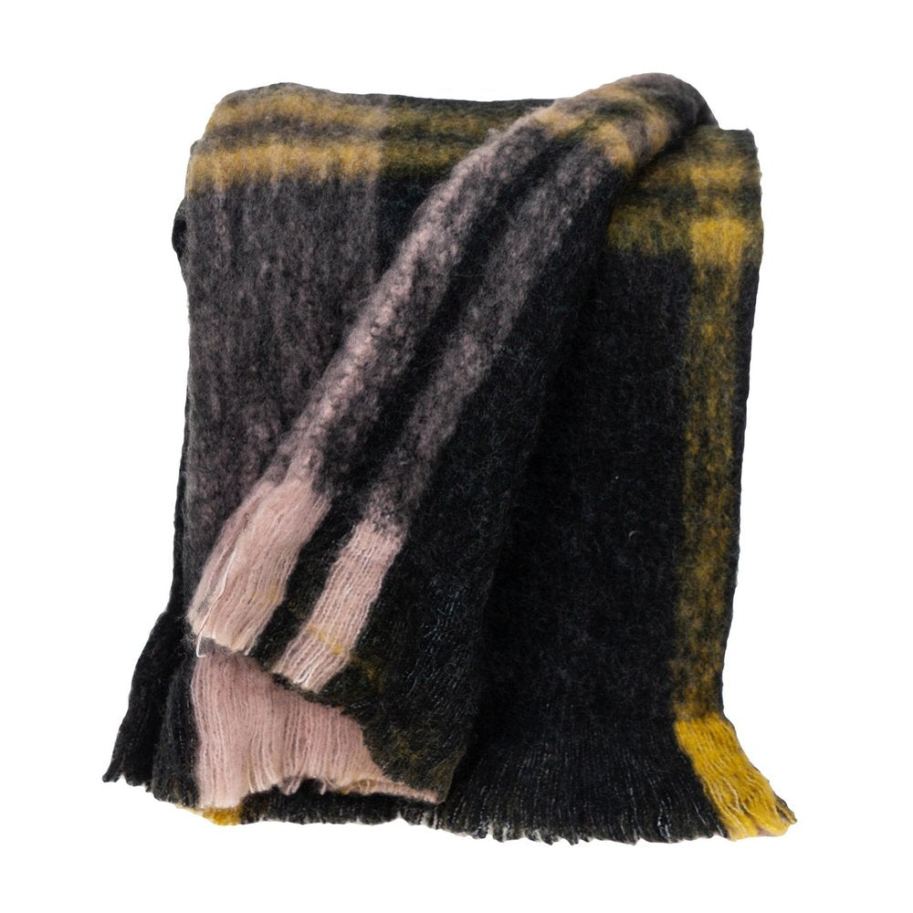 52" X 67" Yellow and Black Woven Acrylic Throw Blanket HomeRoots