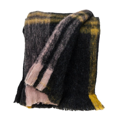 52" X 67" Yellow and Black Woven Acrylic Throw Blanket HomeRoots