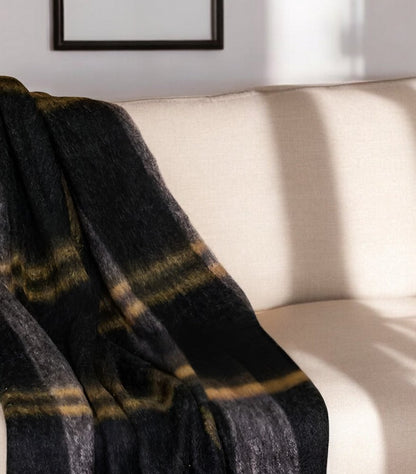52" X 67" Yellow and Black Woven Acrylic Throw Blanket HomeRoots