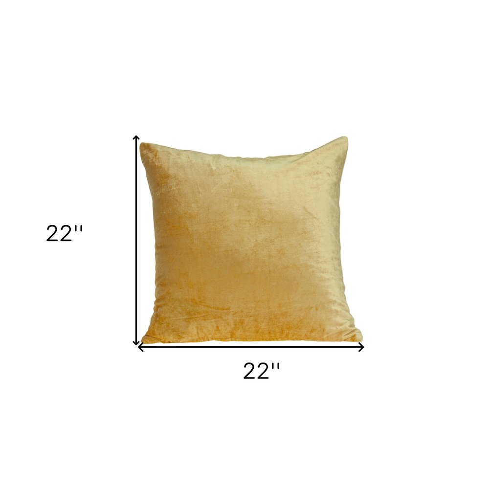 22" Yellow Cotton Blend Throw Pillow — view 5