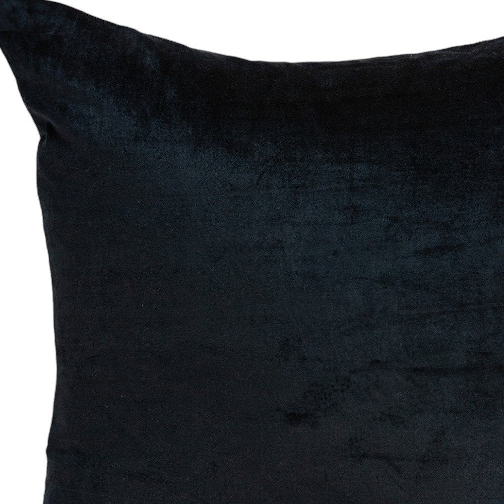 22" Black Cotton Blend Throw Pillow — view 5
