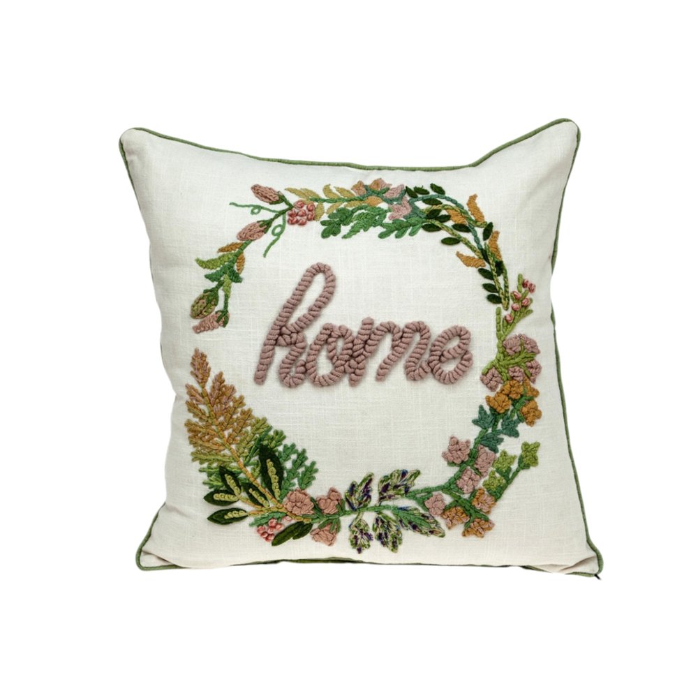 18" Beige Cotton Throw Pillow — view 3