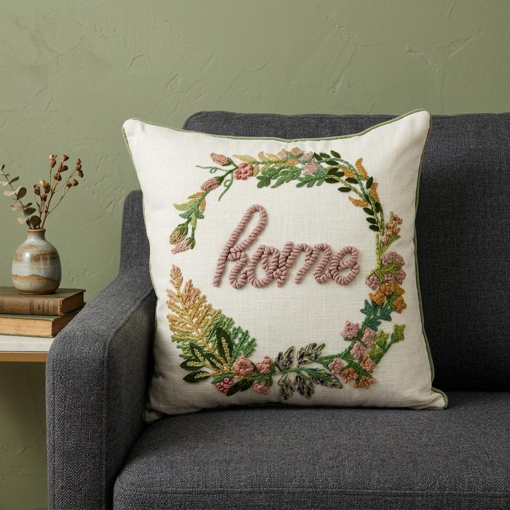18" Beige Cotton Throw Pillow — view 4