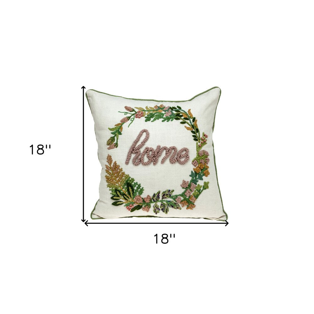 18" Beige Cotton Throw Pillow — view 1