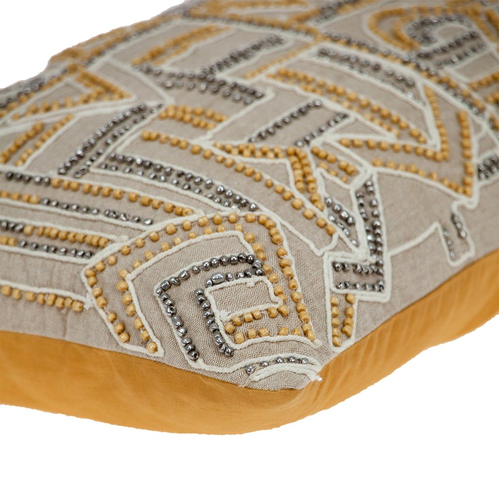 14" X 20" Beige Cotton Throw Pillow — view 4