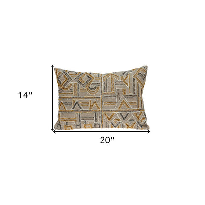 14" X 20" Beige Cotton Throw Pillow