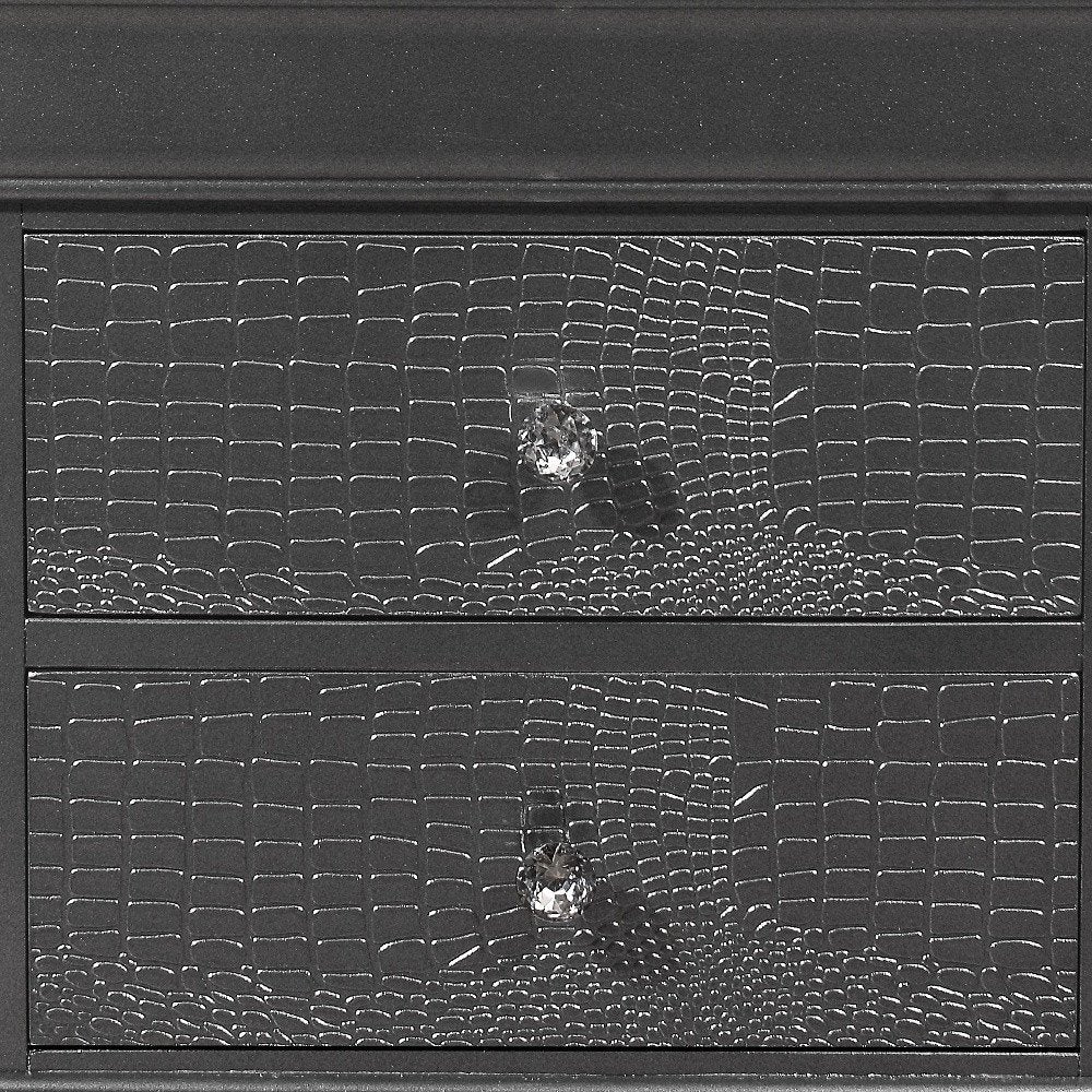 24" Gray Wood Shagreen Two Drawer Nightstand HomeRoots