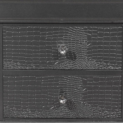 24" Gray Wood Shagreen Two Drawer Nightstand HomeRoots