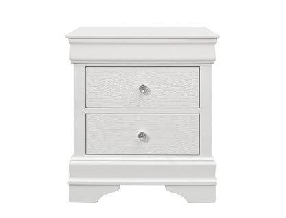 24" White Wood Shagreen Two Drawer Nightstand HomeRoots