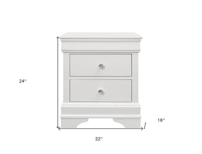 24" White Wood Shagreen Two Drawer Nightstand HomeRoots