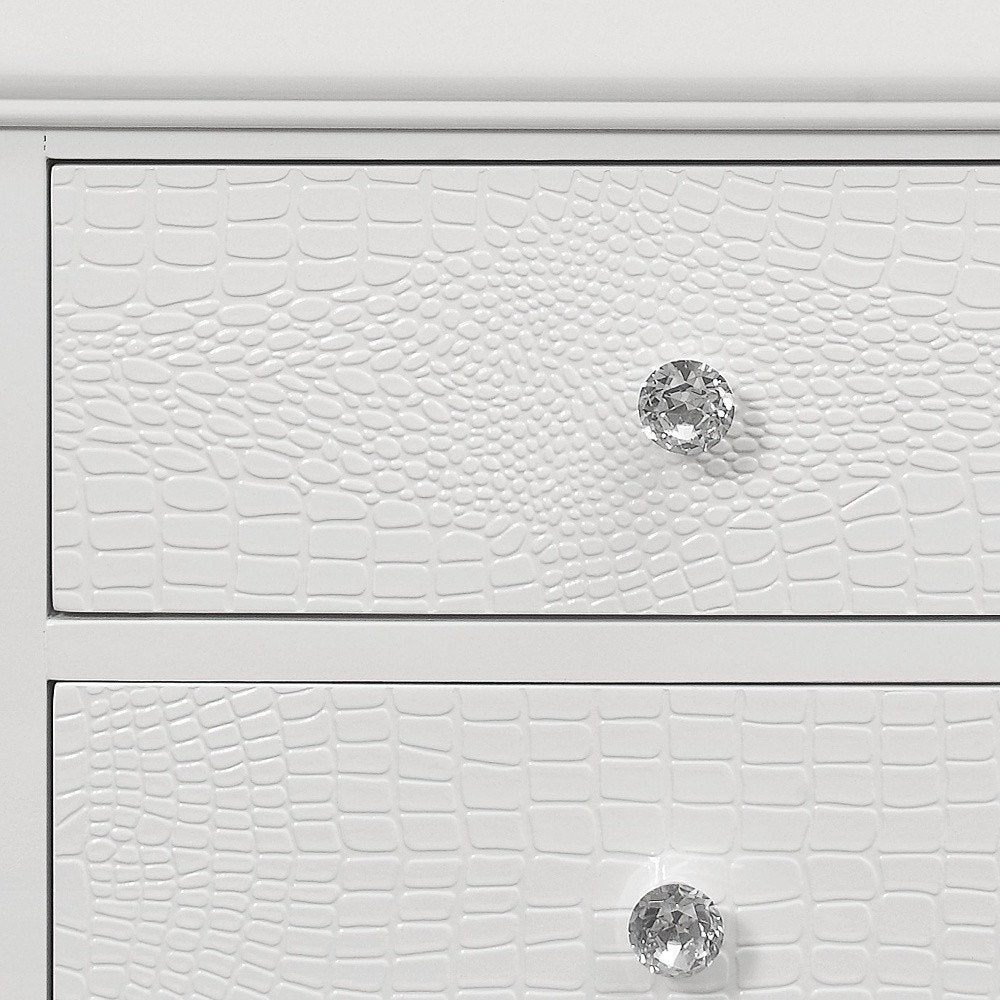 24" White Wood Shagreen Two Drawer Nightstand — view 2