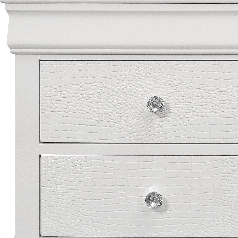 24" White Wood Shagreen Two Drawer Nightstand HomeRoots