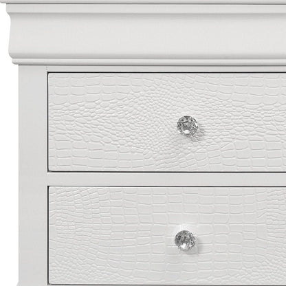 24" White Wood Shagreen Two Drawer Nightstand HomeRoots