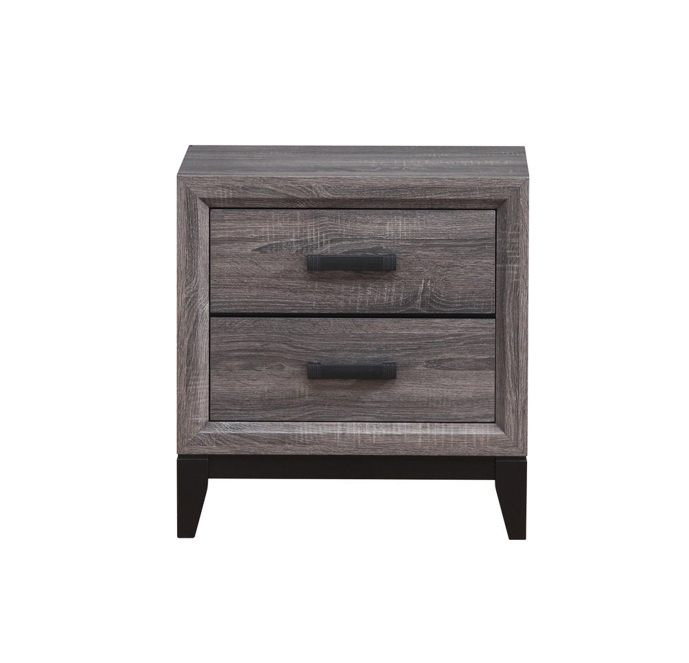 25" Gray Wood Two Drawer Nightstand HomeRoots
