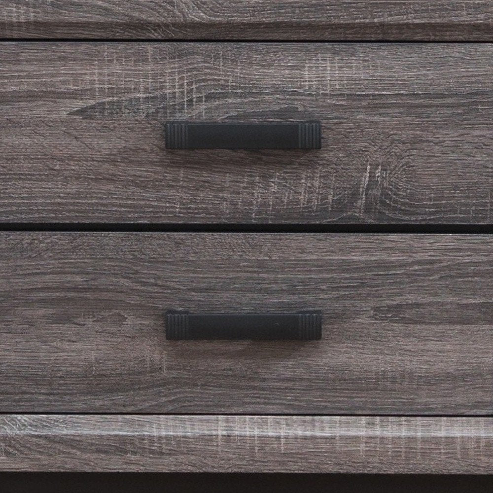 25" Gray Wood Two Drawer Nightstand HomeRoots