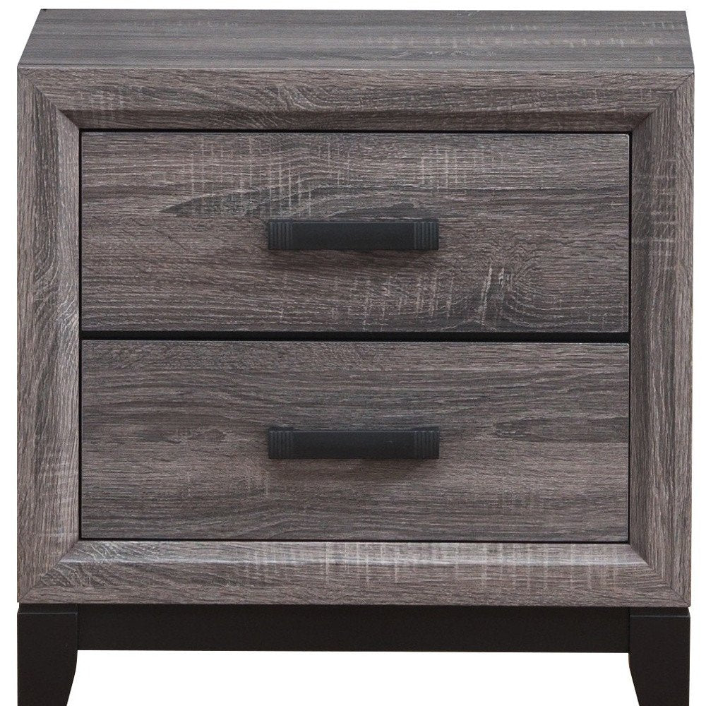 25" Gray Wood Two Drawer Nightstand HomeRoots