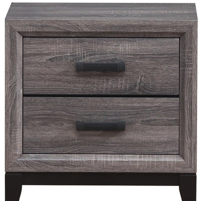 25" Gray Wood Two Drawer Nightstand HomeRoots