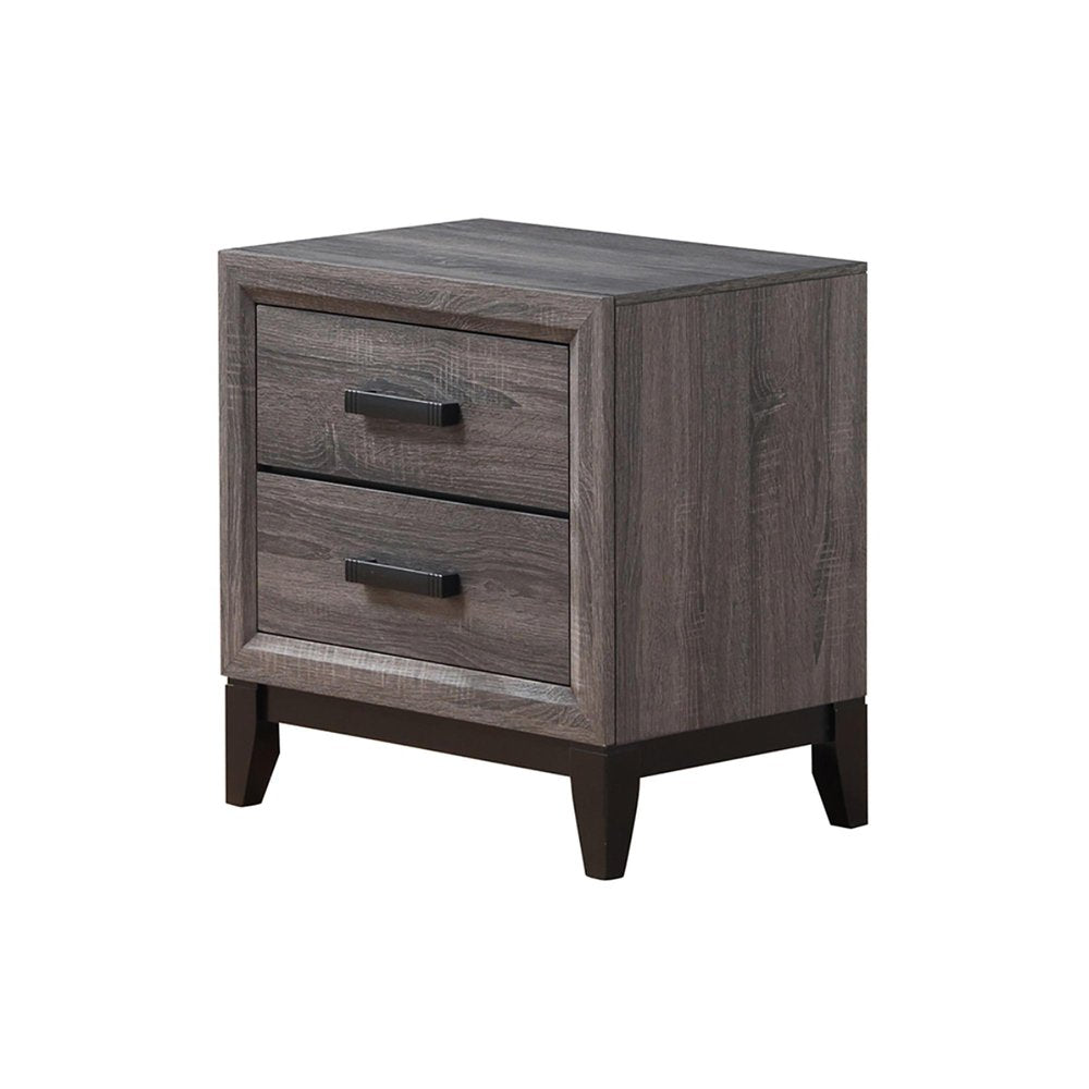 25" Gray Wood Two Drawer Nightstand — view 7