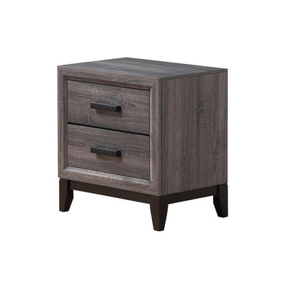 25" Gray Wood Two Drawer Nightstand