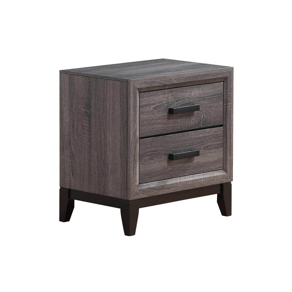 25" Gray Wood Two Drawer Nightstand — view 8