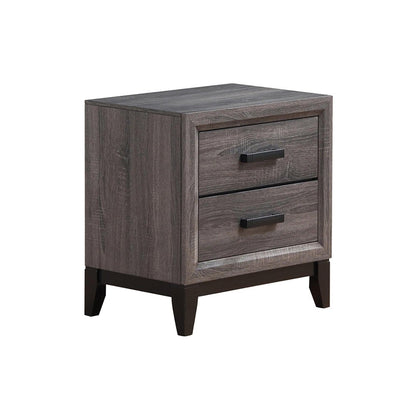 25" Gray Wood Two Drawer Nightstand