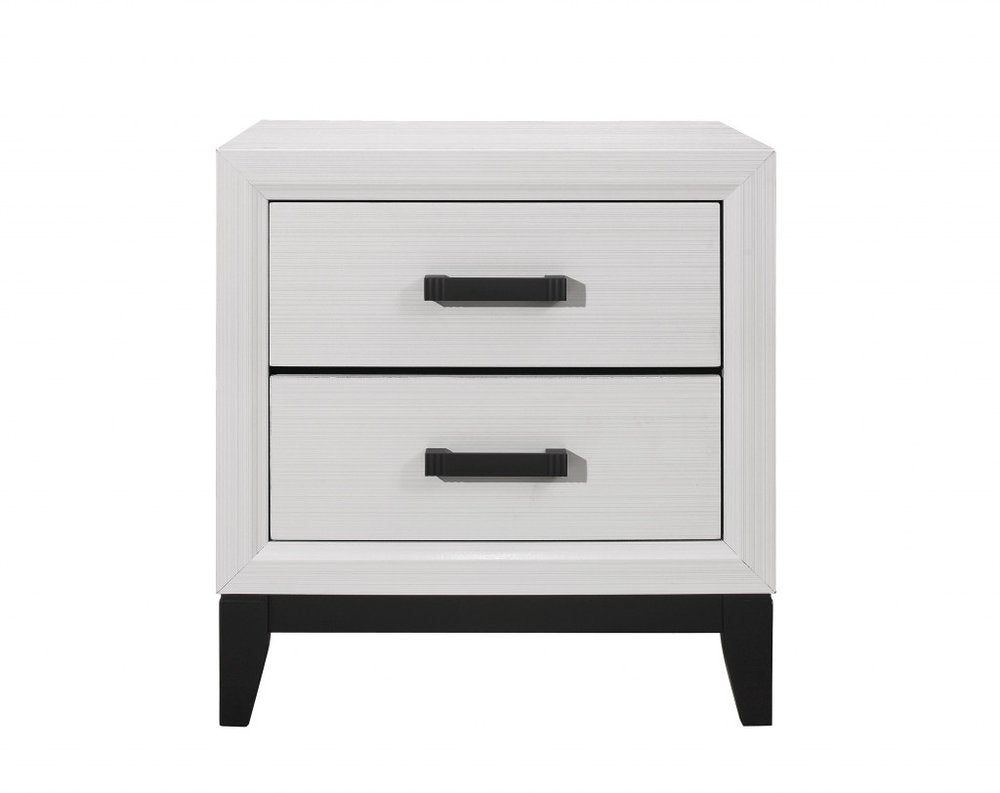 25" White Wood Two Drawer Nightstand HomeRoots