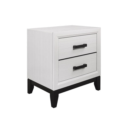25" White Wood Two Drawer Nightstand