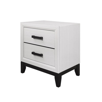 25" White Wood Two Drawer Nightstand