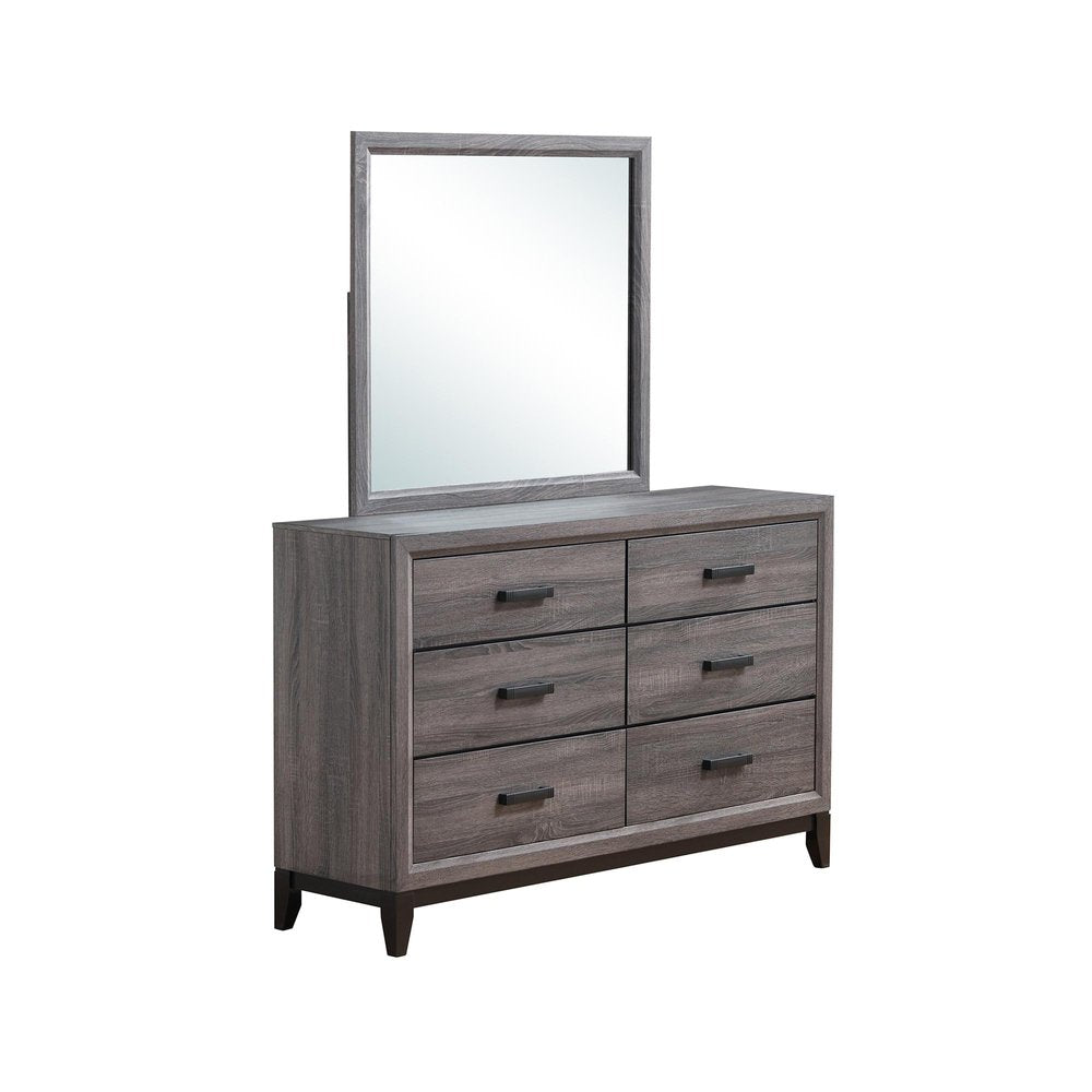 35" Dark Gray Wood Framed Accent Mirror